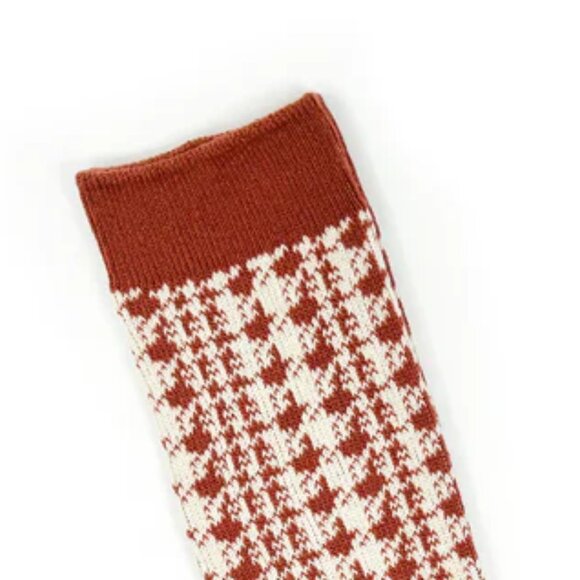 NWT Charley Red and White Houndstooth Crew Socks - Picture 2 of 5